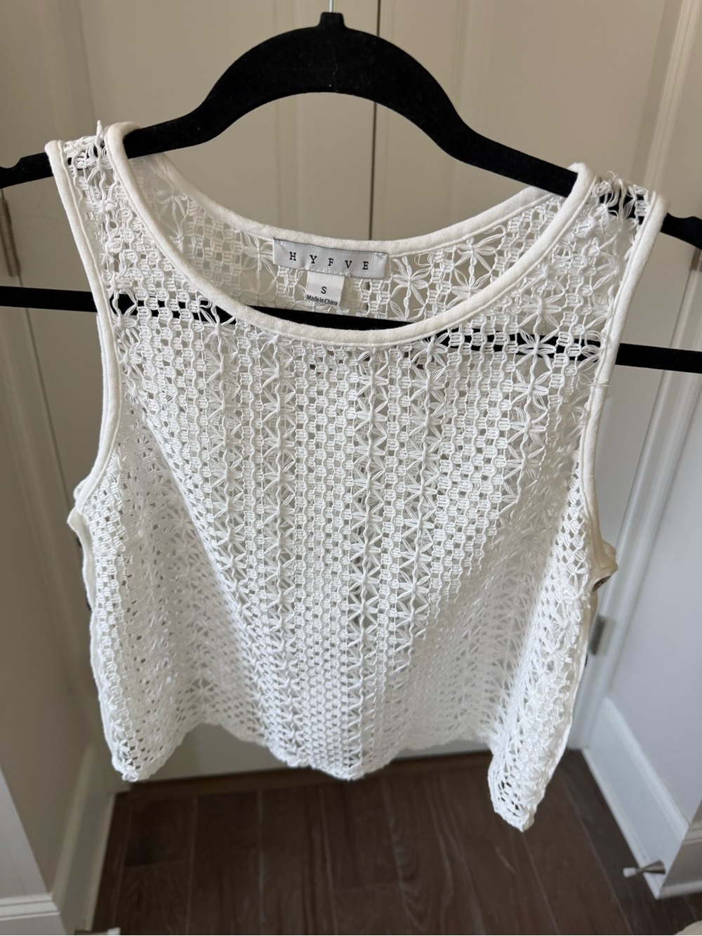 EUC HYFVE White Crochet Knit Tank Top